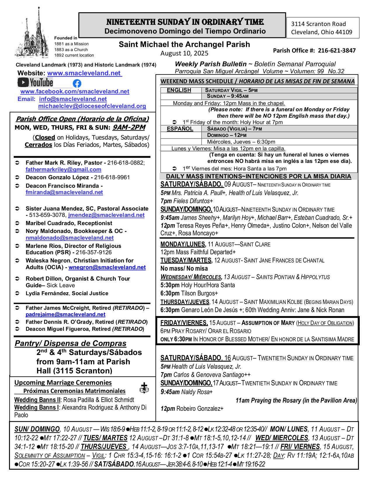 august 10, 2025 Bulletin