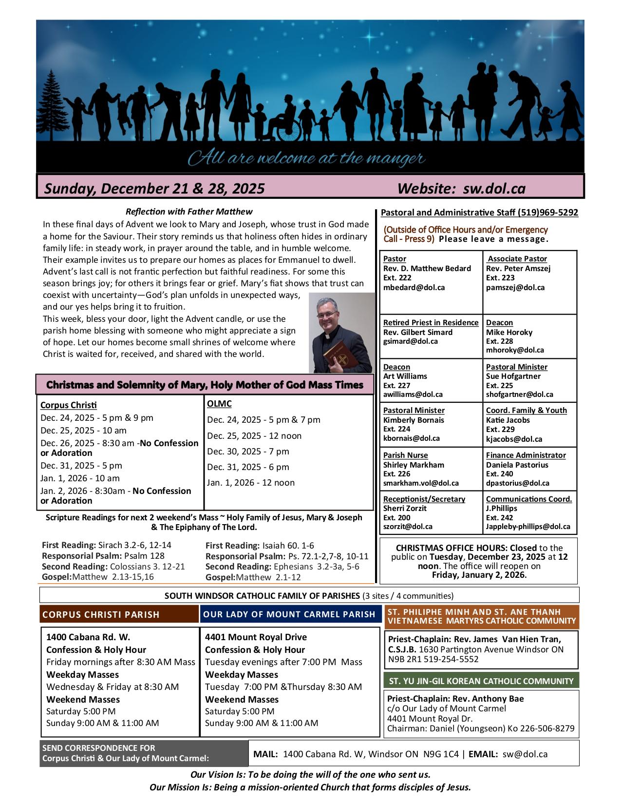 december 21, 2025 Bulletin