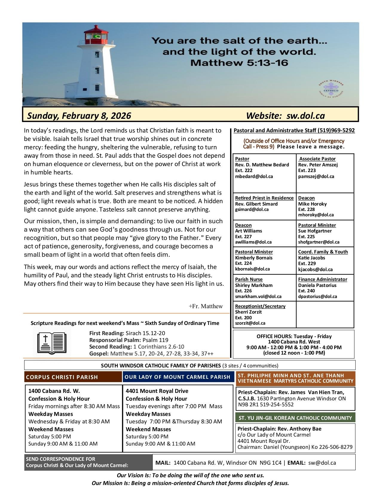 february 8, 2026 Bulletin