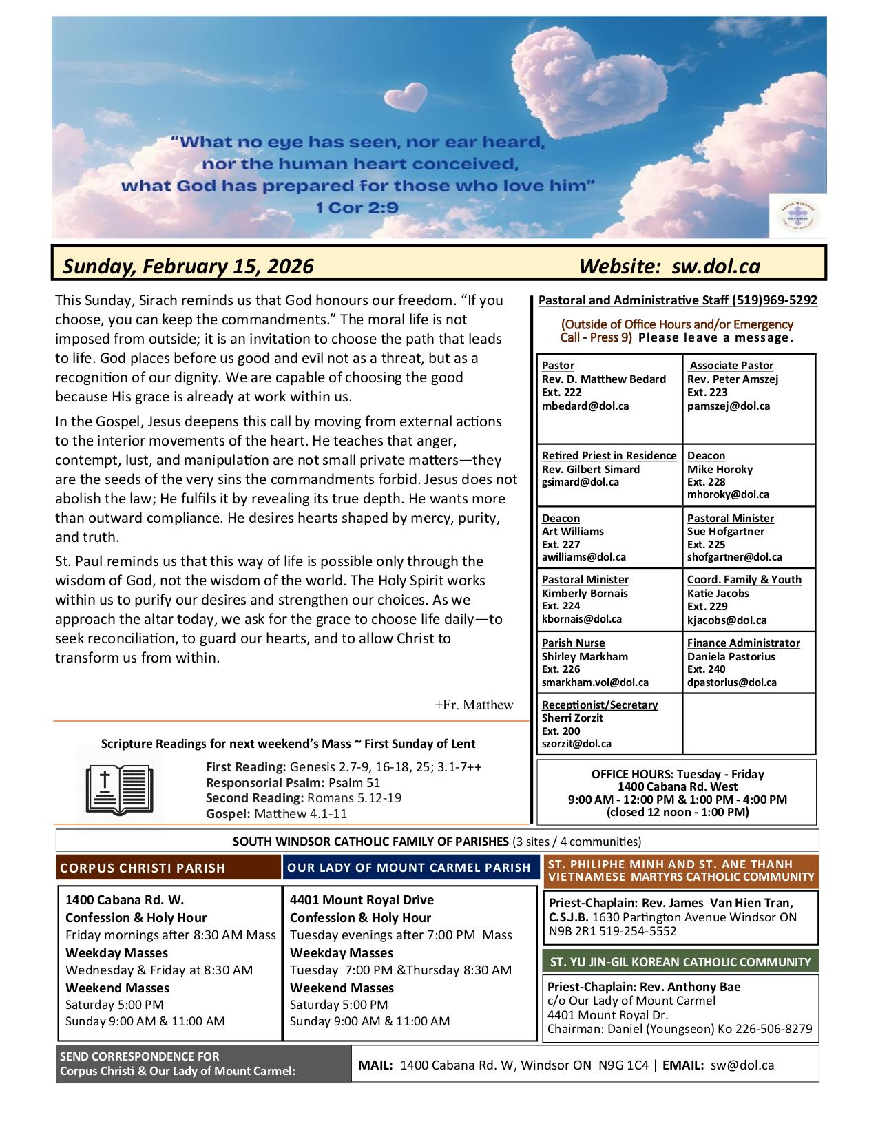 february 15, 2026 Bulletin