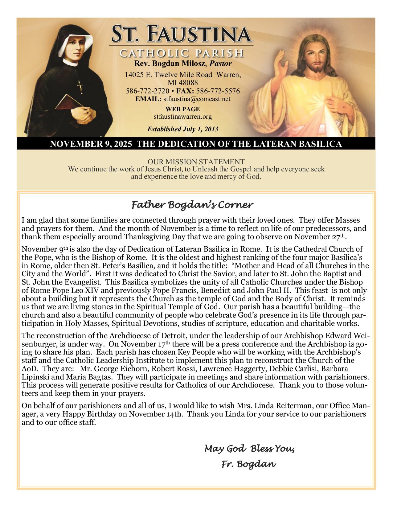 november 9, 2025 Bulletin