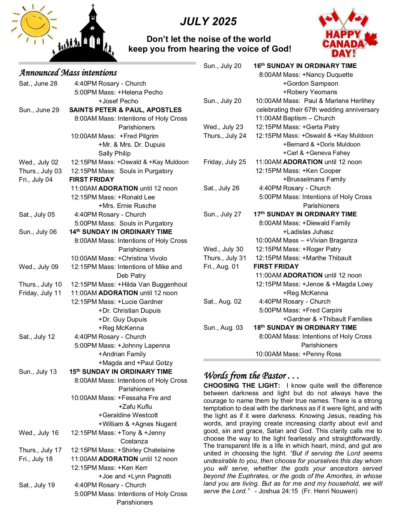 june 27, 2025 Bulletin