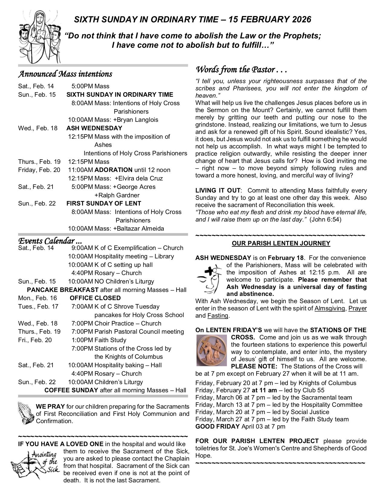 february 13, 2026 Bulletin