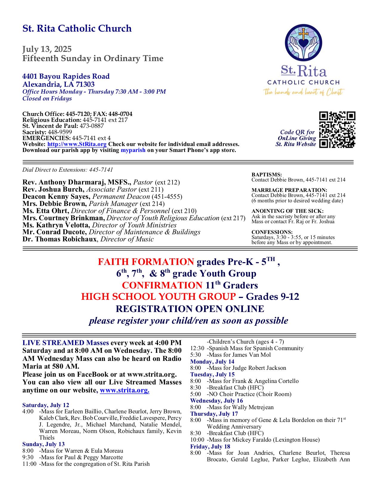 july 13, 2025 Bulletin