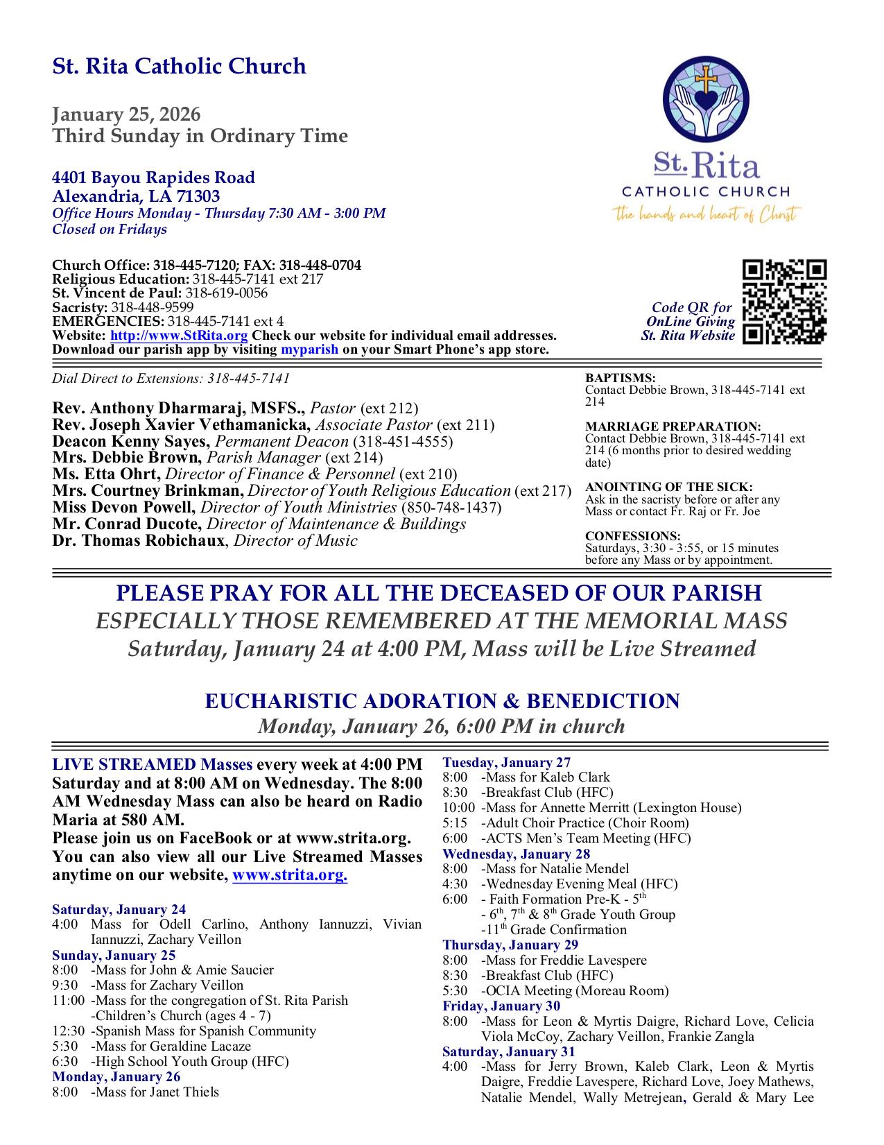 january 25, 2026 Bulletin