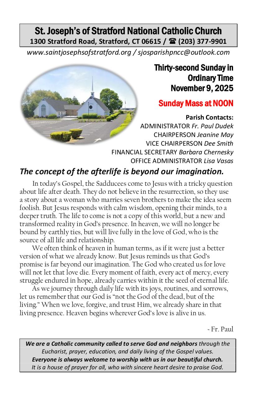 november 9, 2025 Bulletin