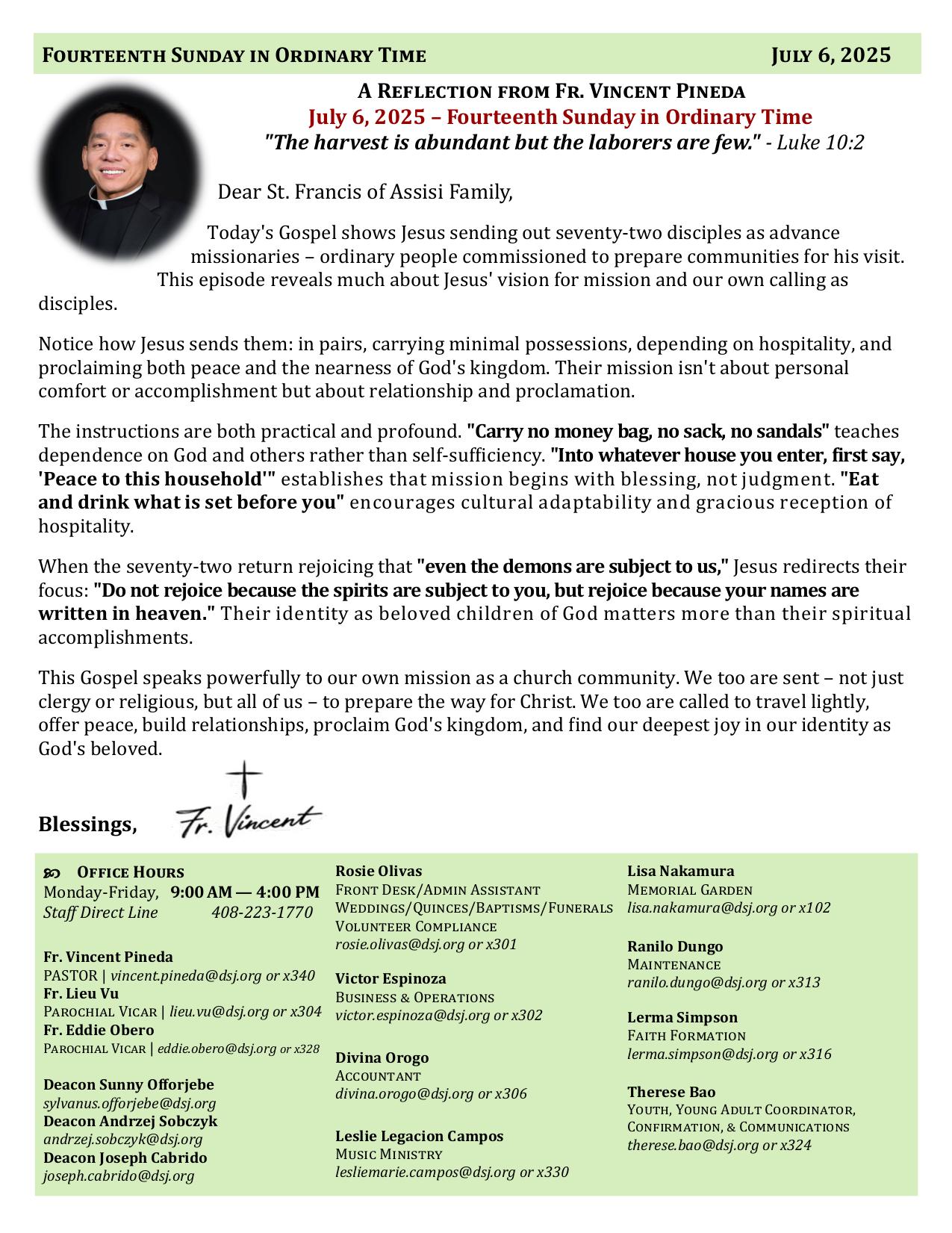 july 6, 2025 Bulletin