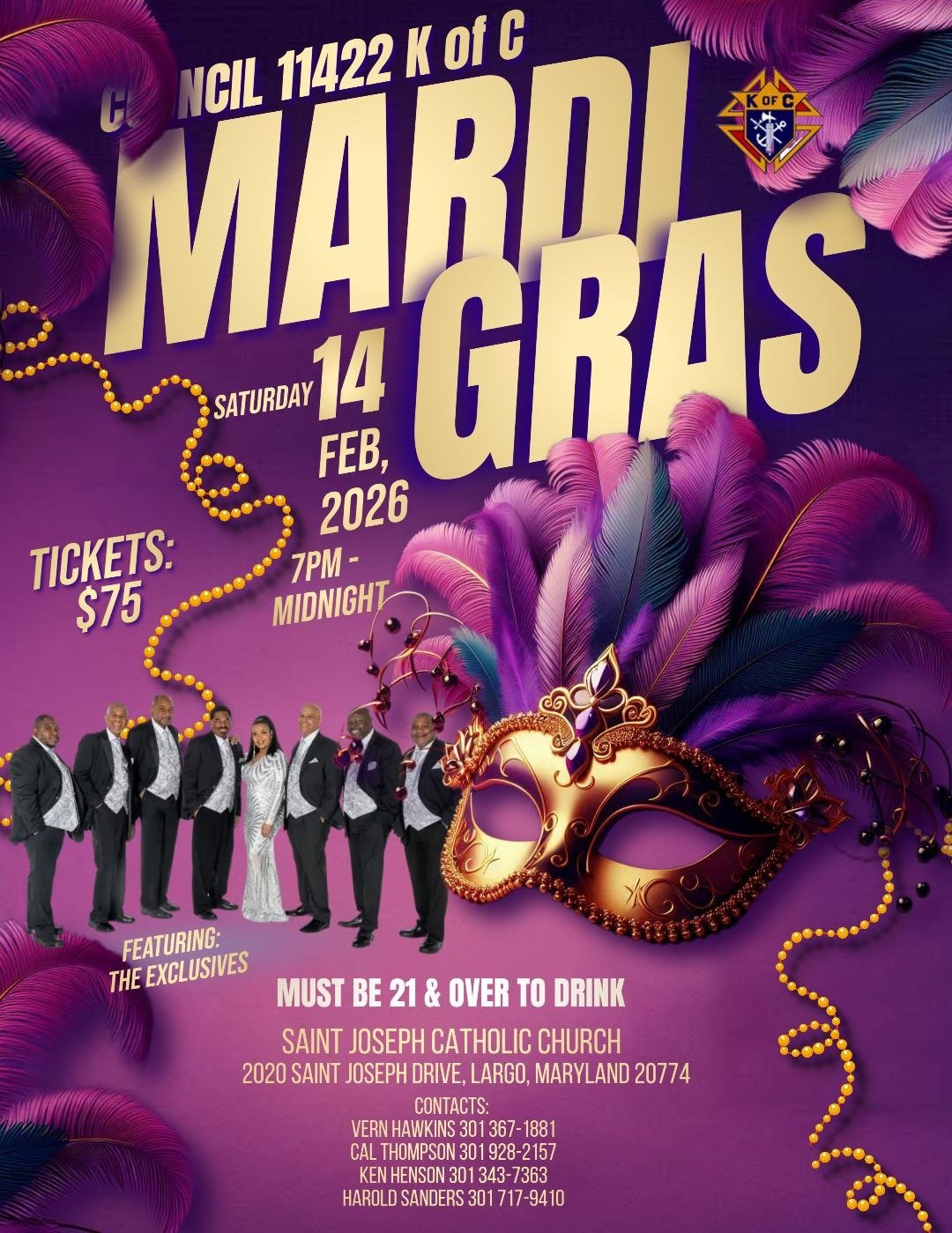  James C. Fletcher, Jr. Council, Knights of Columbus, Annual Mardi Gras Celebration