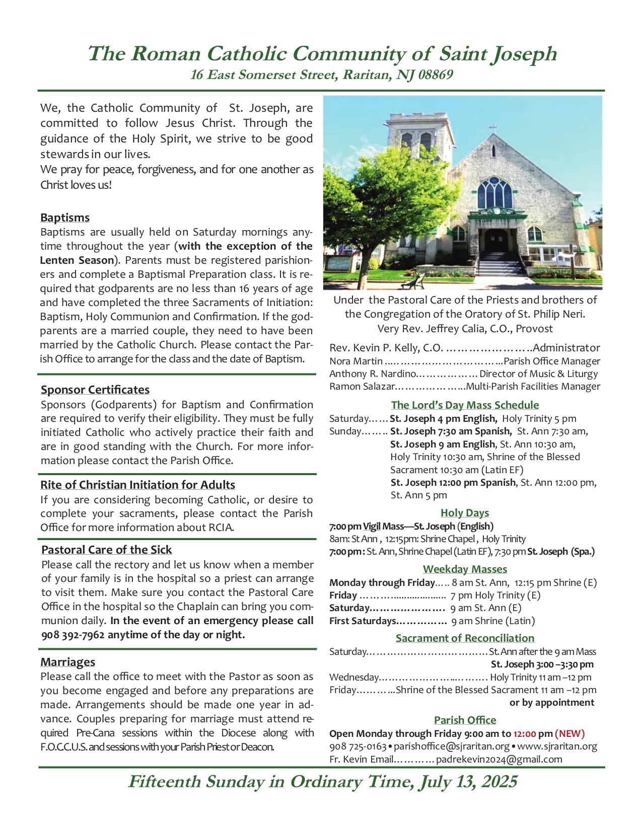 july 13, 2025 Bulletin