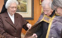 Cope of St. Jean Vianney, patron saint of priests, gifted by Sisters of Mount Carmel