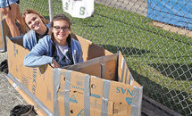 AOL students buoyed by buoyant cardboard boats