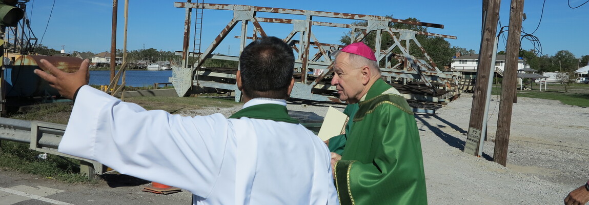 Abp. Aymond to people of Lafitte: Jesus is with you as you carry the ‘cross of Ida’