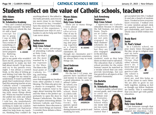 Catholic school students sing praises of education, formation