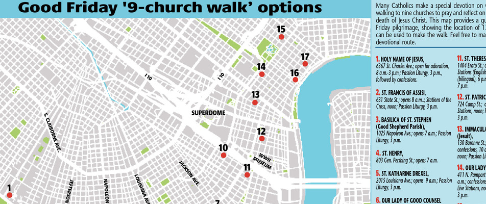 Map for the 'nine-church' Good Friday walk
