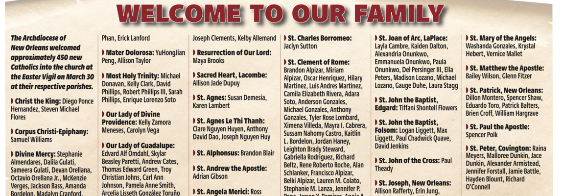 450+ new Catholics in Archdiocese of New Orleans