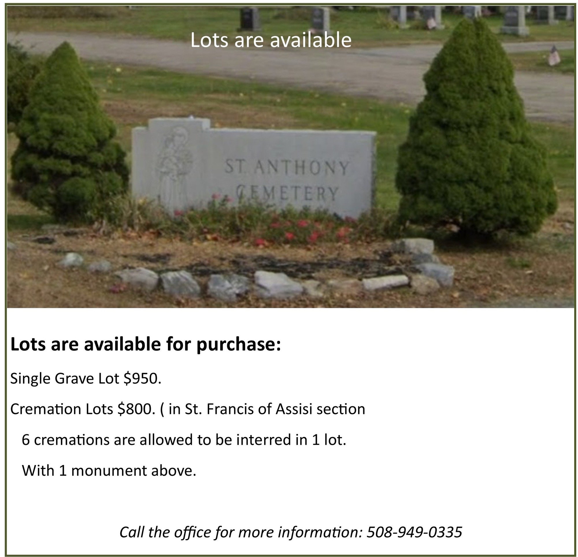 St Anthony Cemetery Lots Available