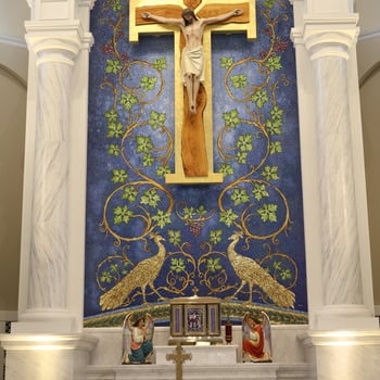The eye-catching new mosaic at Holy Cross Church