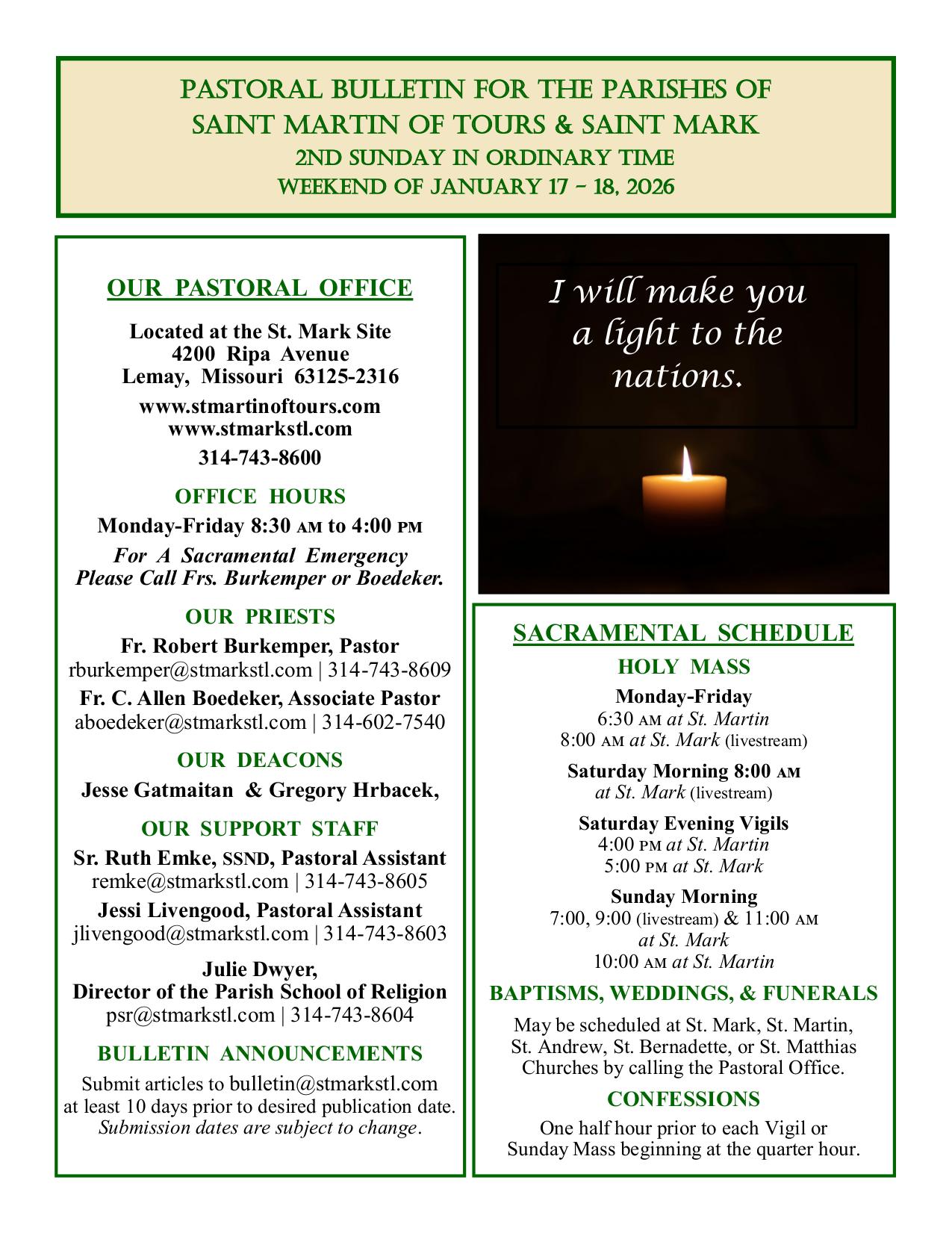 january 18, 2026 Bulletin