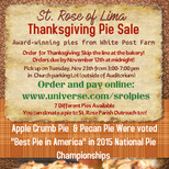 THANKSGIVING PIE SALE