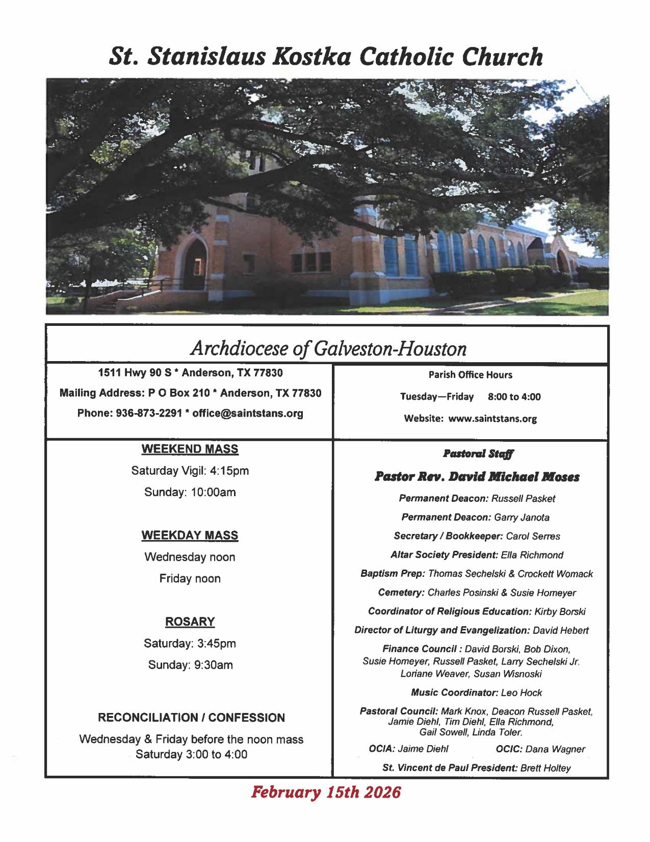 february 15, 2026 Bulletin