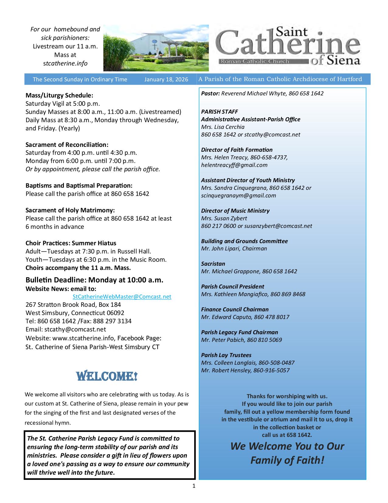 january 18, 2026 Bulletin