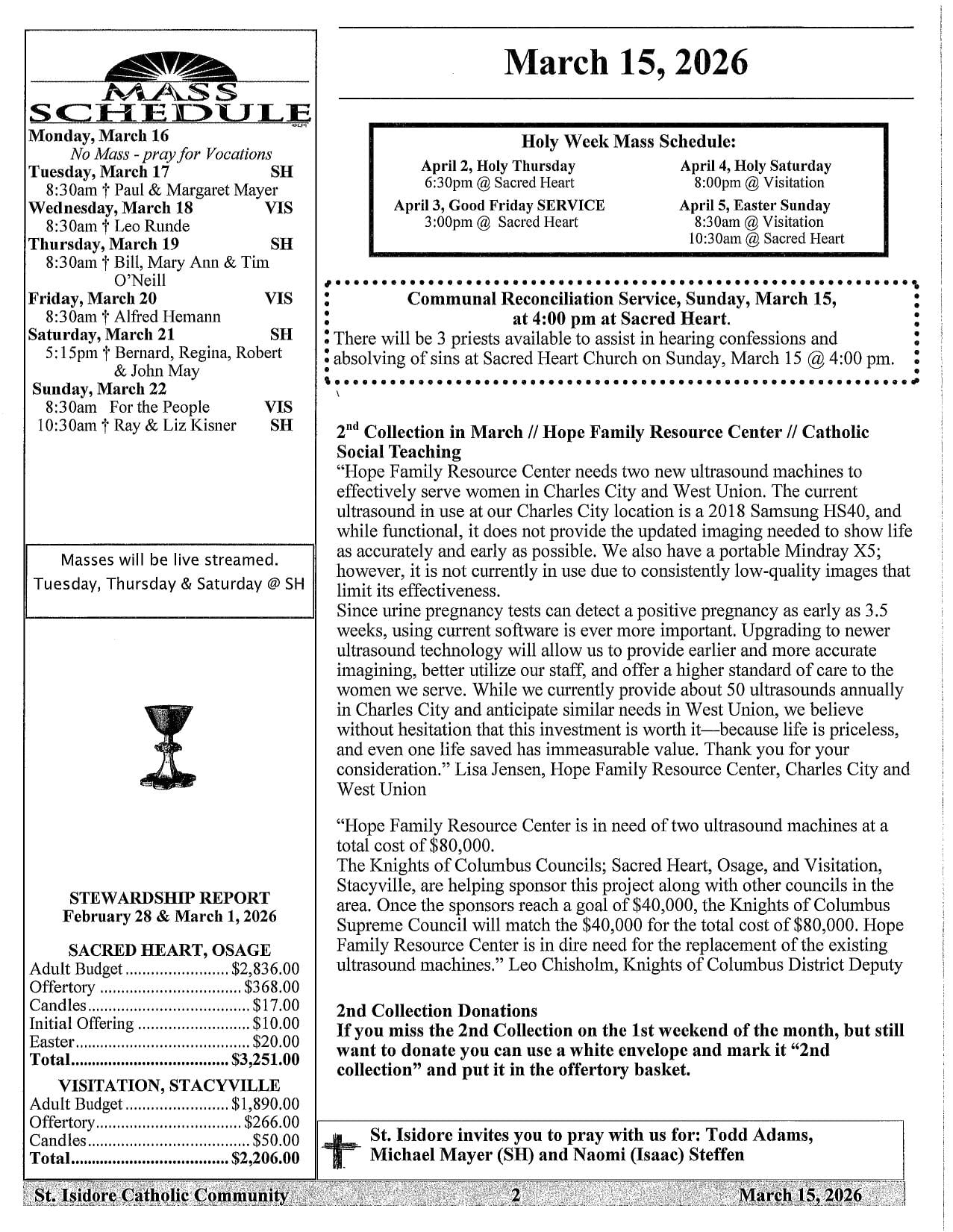 march 15, 2026 Bulletin