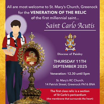 Saint Carlo Acutis Relic Tour - St. Mary's RC Church, Greenock
