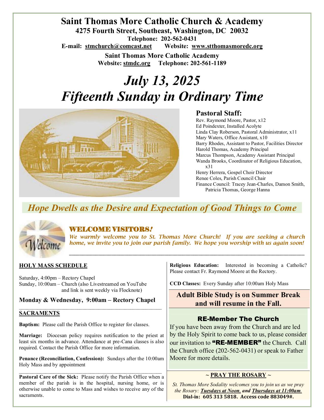 july 13, 2025 Bulletin