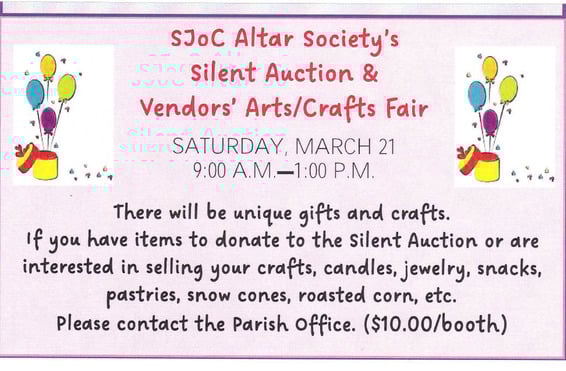 SJOC Altar Society Arts & Craft Fair