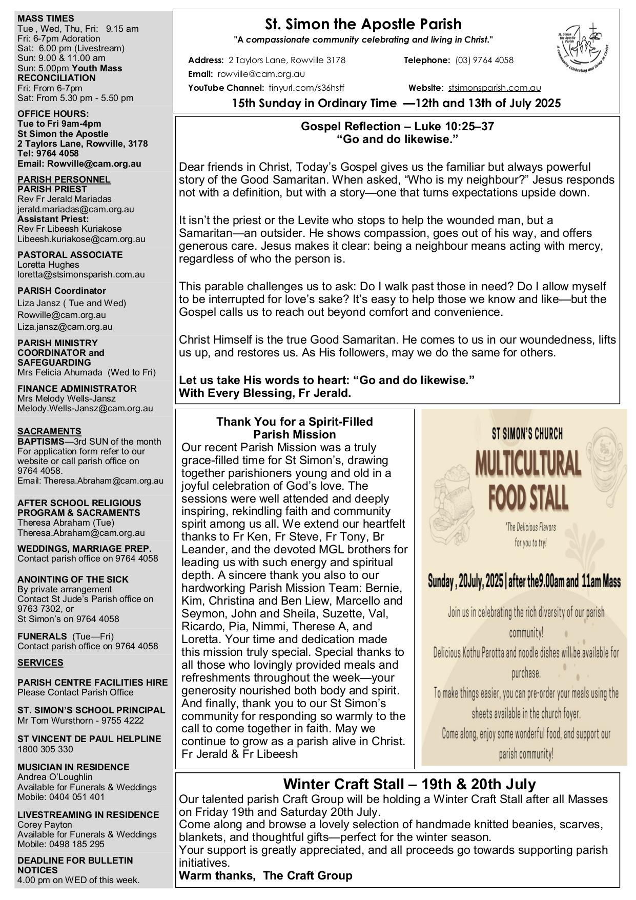 july 13, 2025 Bulletin