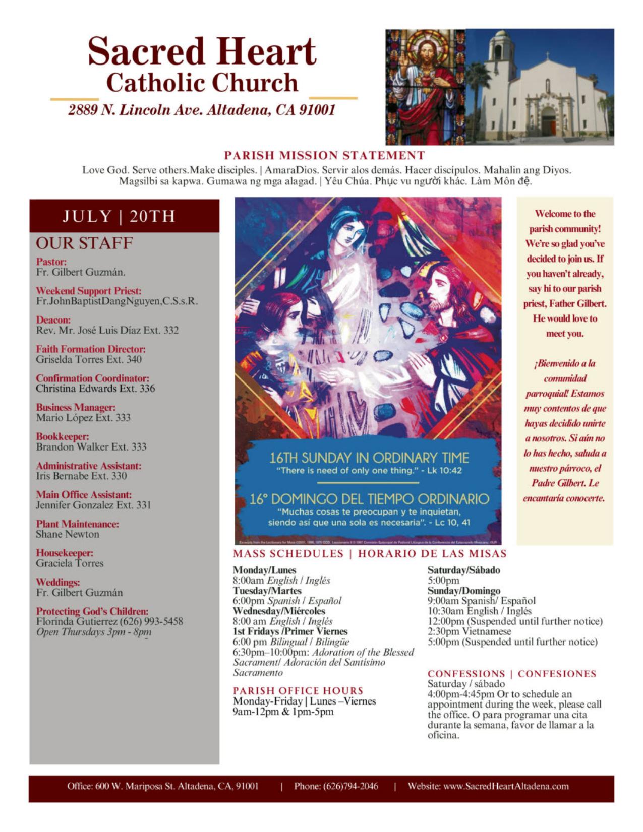 july 20, 2025 Bulletin