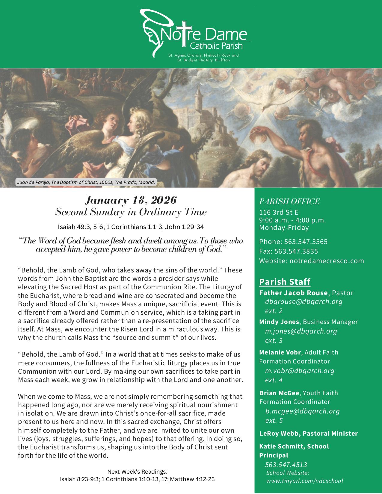 january 18, 2026 Bulletin