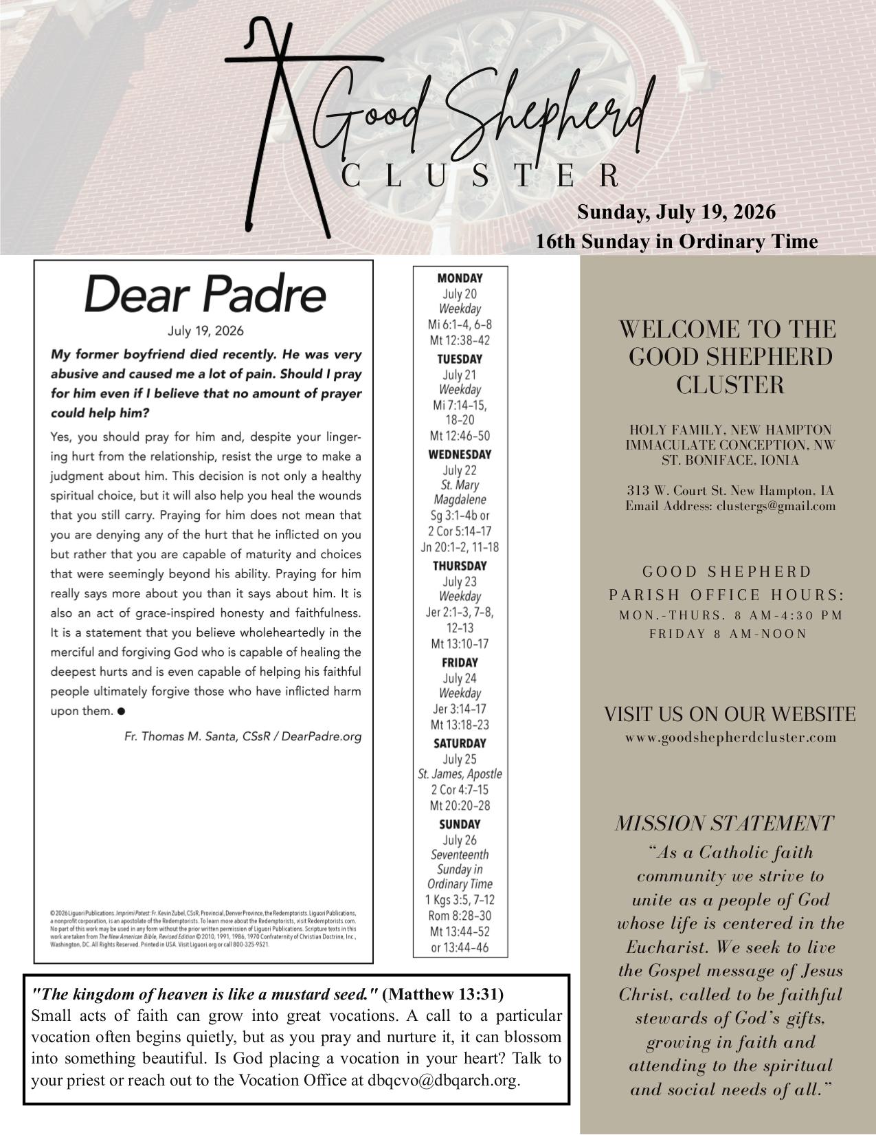 july 19, 2026 Bulletin