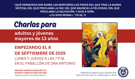 Charlas para adultos y jóvenes  mayores de 13 años