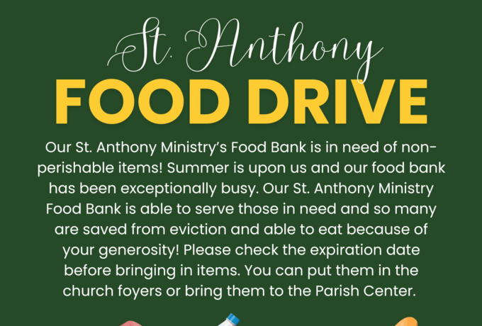 FOOD DRIVE for St. Anthony Ministry