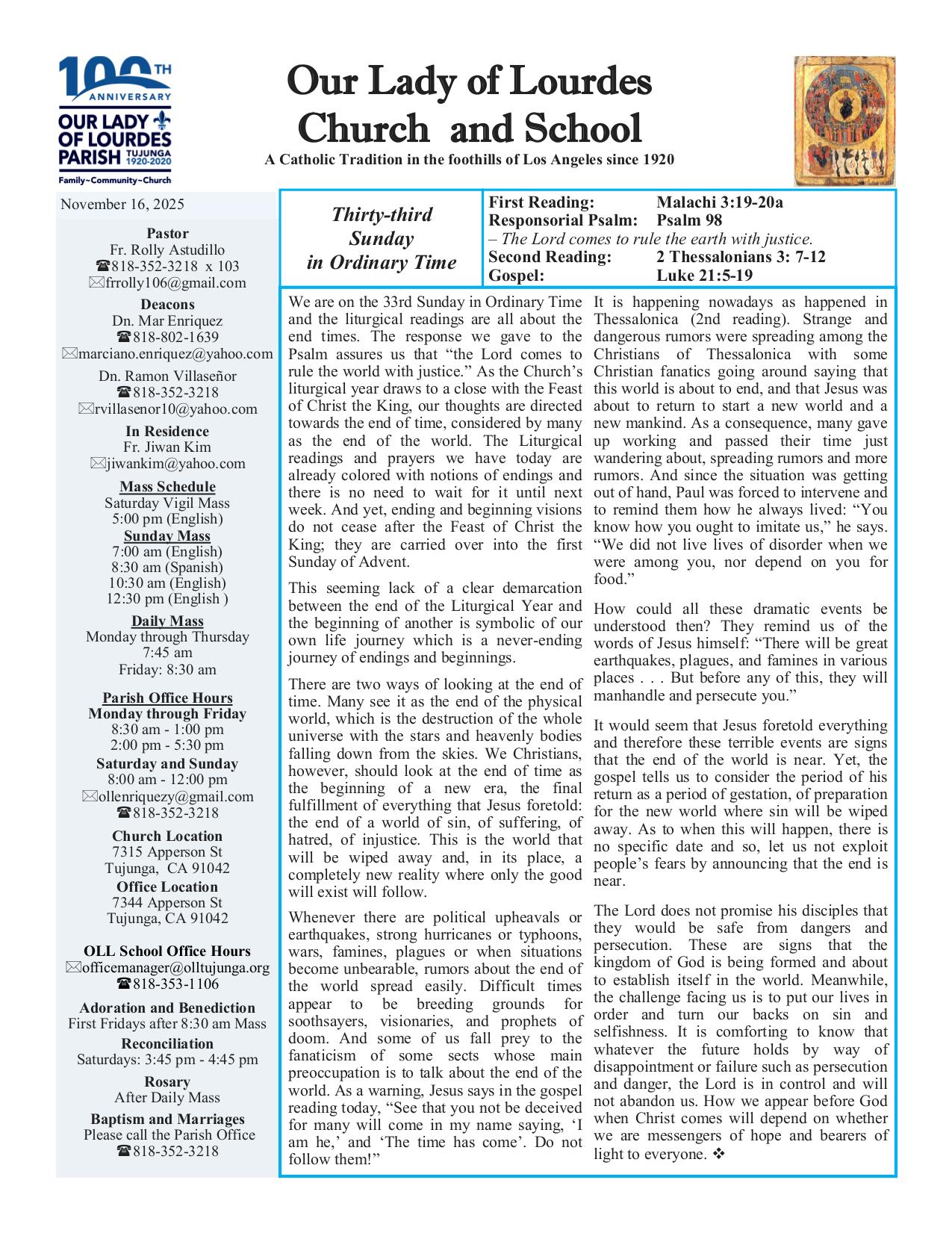 november 16, 2025 Bulletin