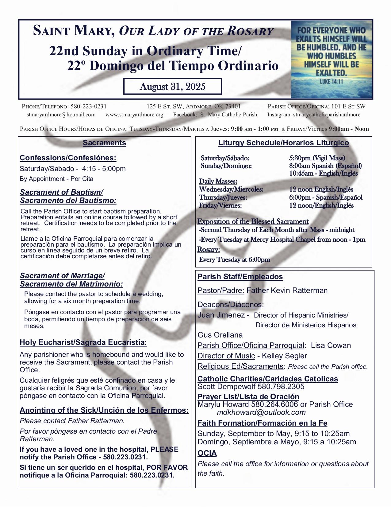 august 31, 2025 Bulletin