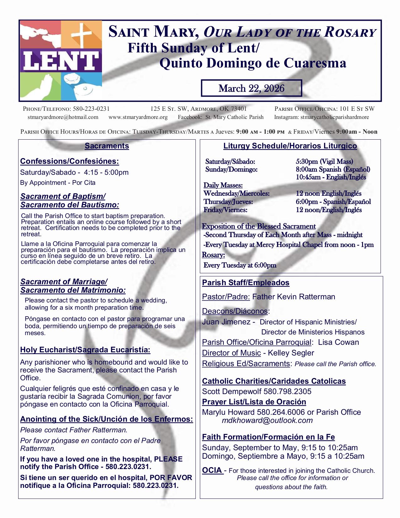 march 22, 2026 Bulletin