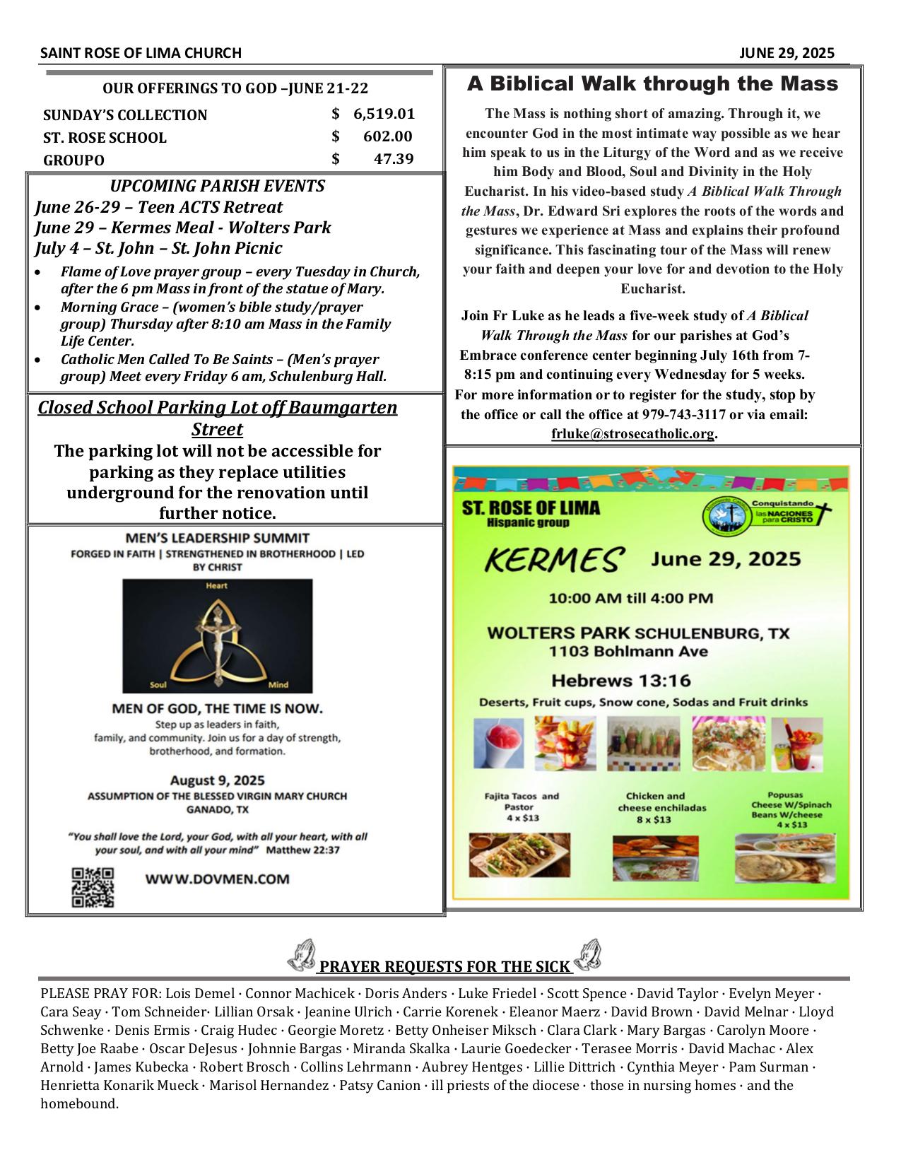 june 29, 2025 Bulletin