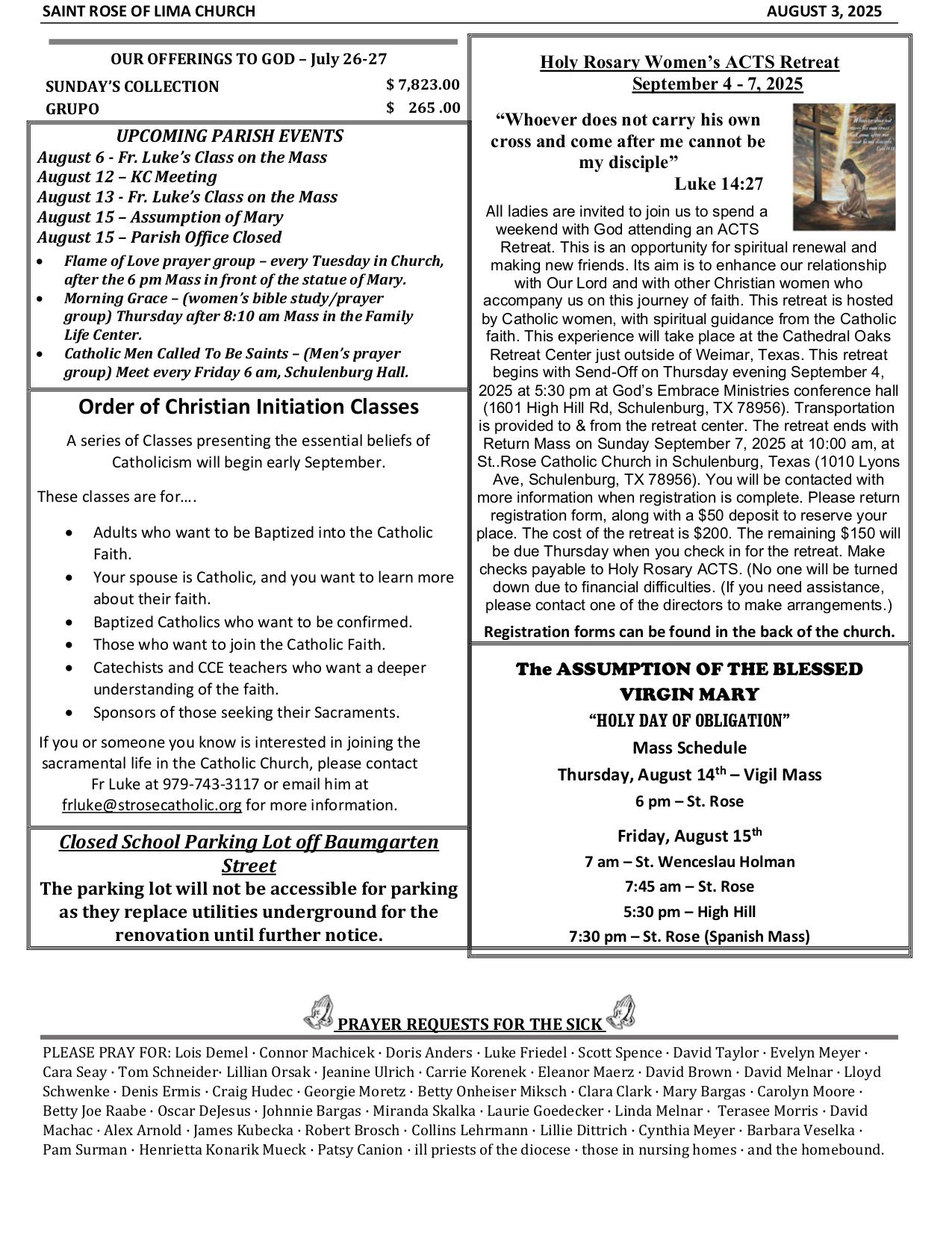 august 3, 2025 Bulletin