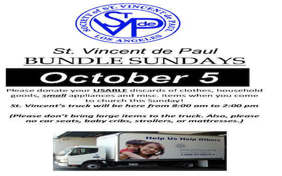 Bundle Sunday in partnership with St. Vincent de Paul