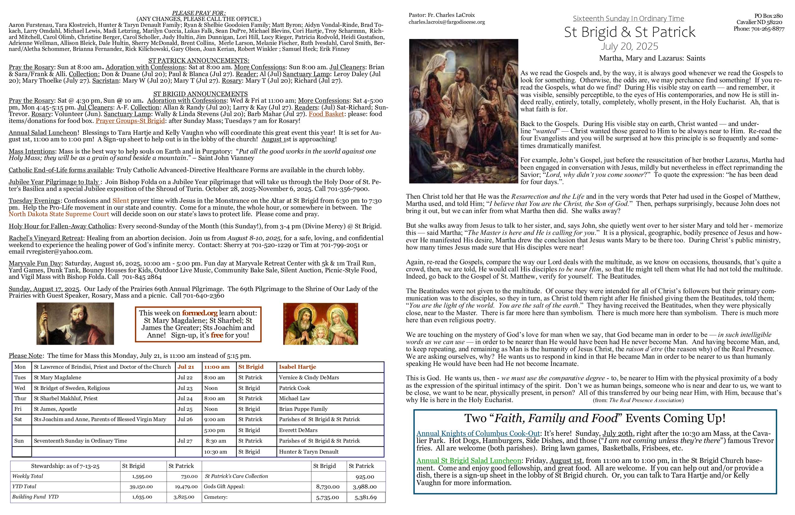 july 20, 2025 Bulletin