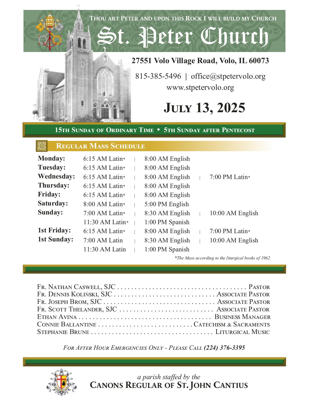 july 13, 2025 Bulletin