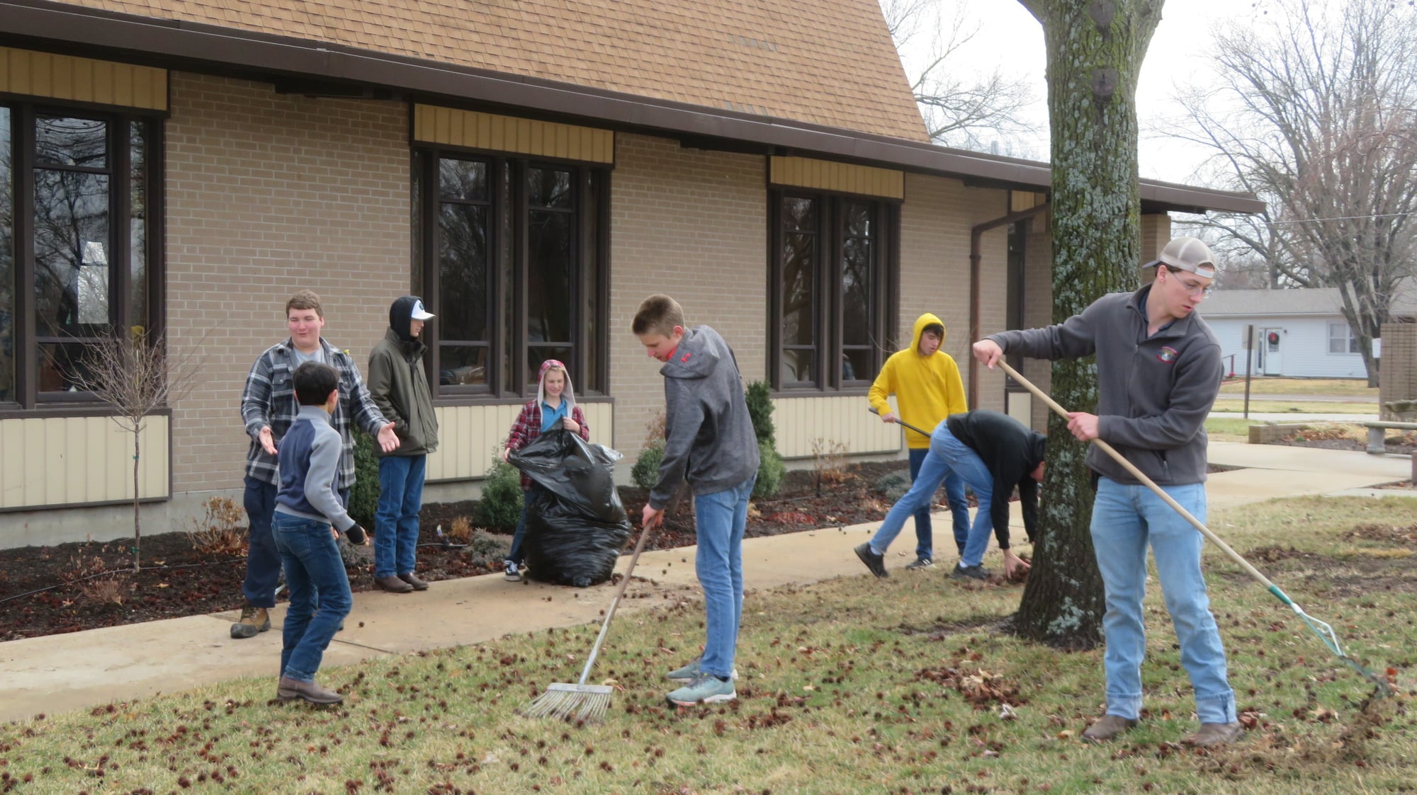 Cleaning the grounds of area parishes