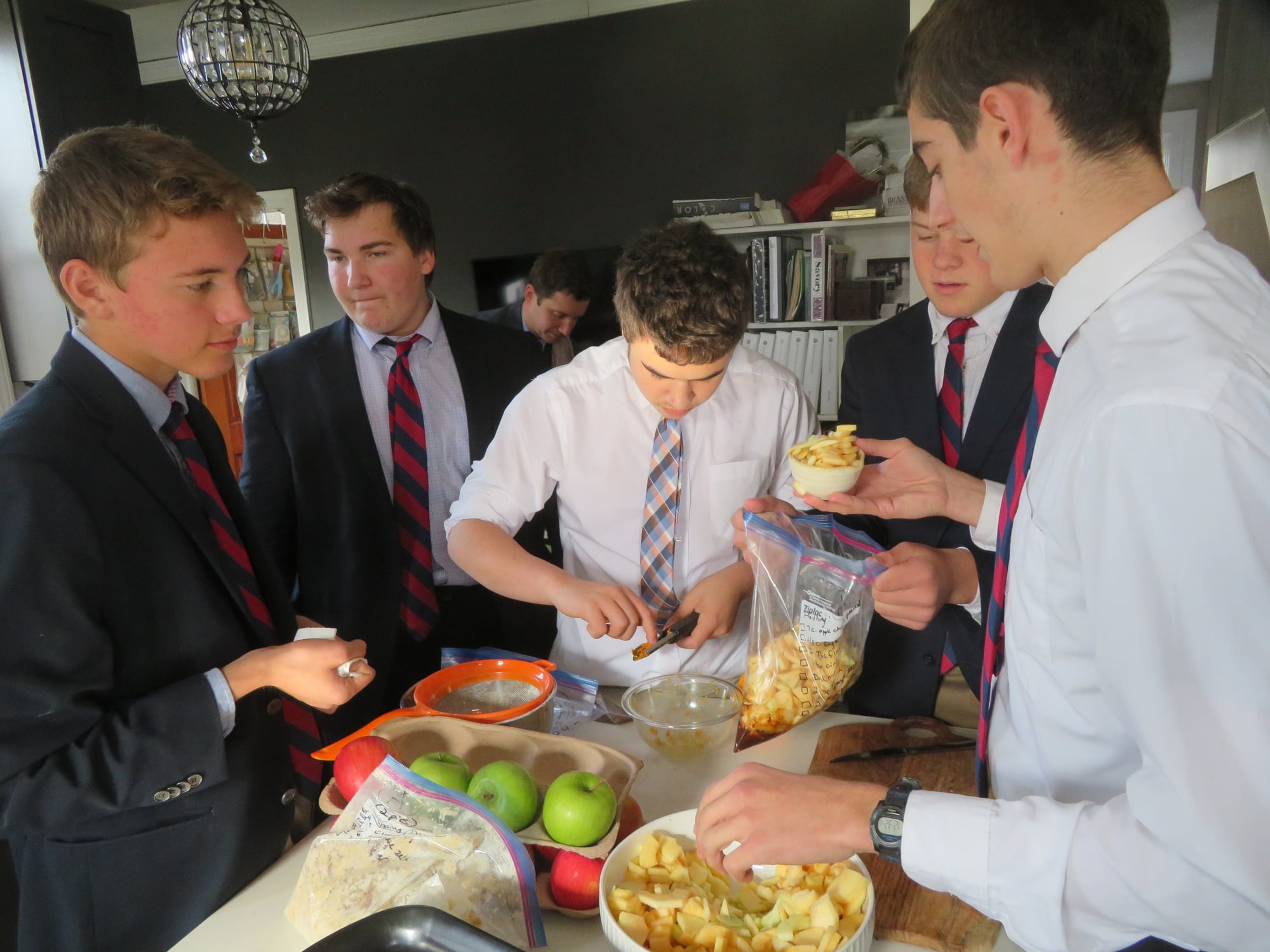 Preparing apple pies for the staff appreciation dinner
