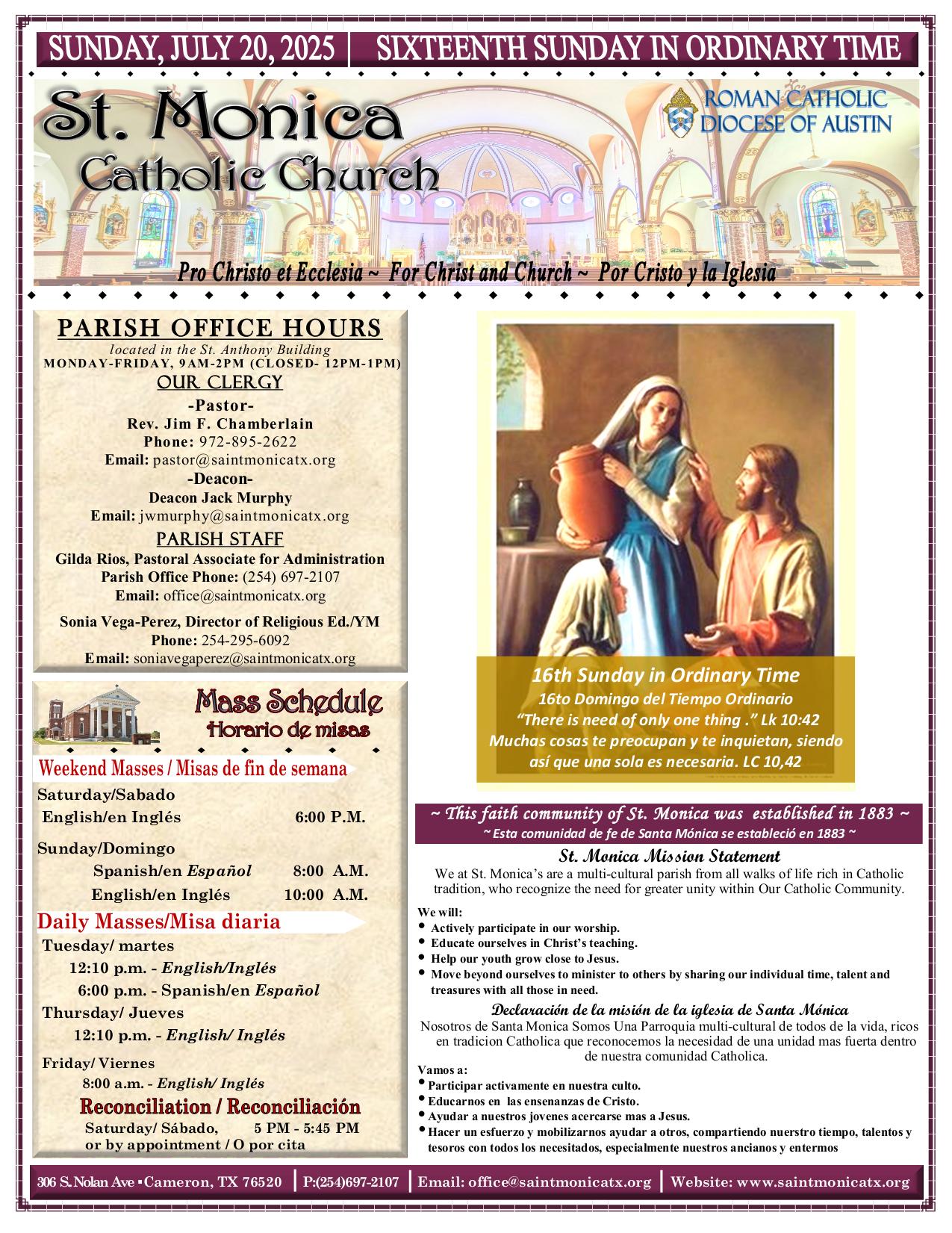 july 20, 2025 Bulletin