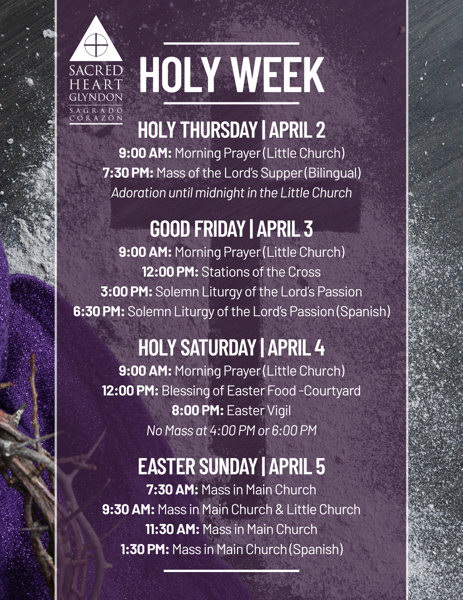 Holy Week 2026 - Sacred Heart Parish - Glyndon, MD