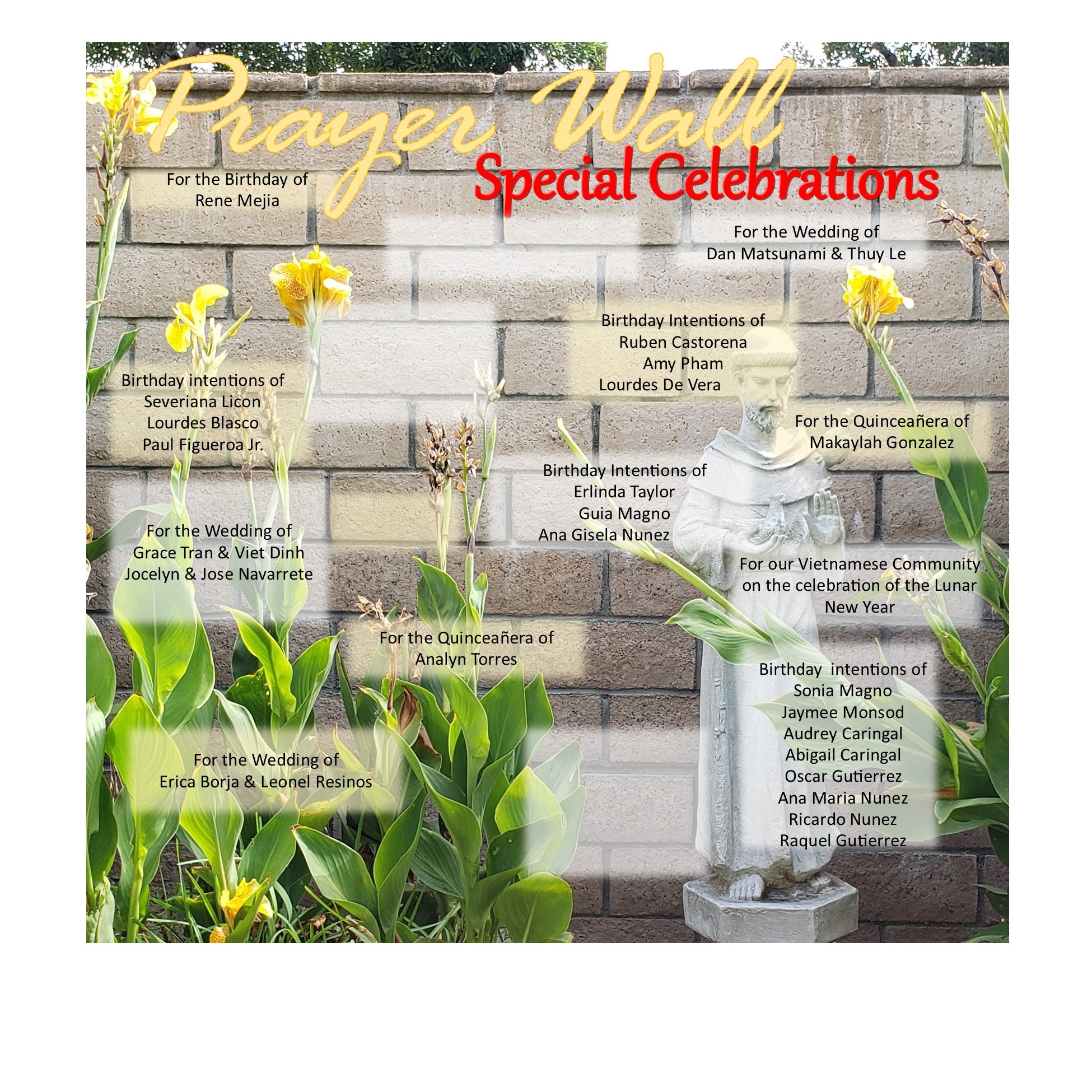 Prayer Wall Nativity Parish El Monte, CA