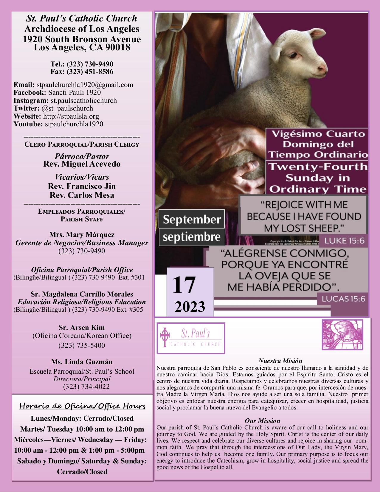 september 17, 2023 Bulletin