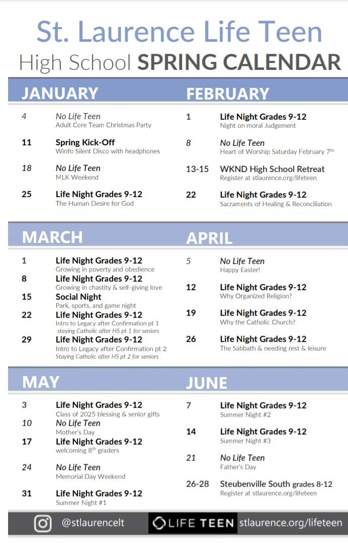 LT Spring 2026 Calendar